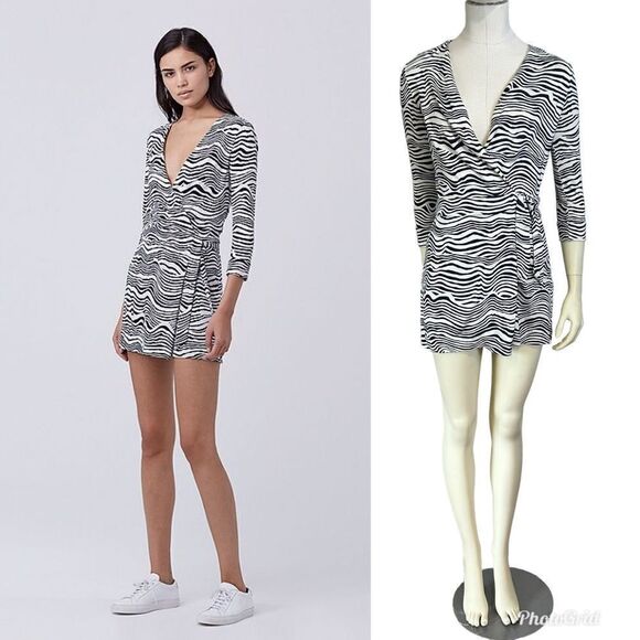 Diane von Furstenberg Celeste Two Silk Jersey Wrap Romper - Picture 1 of 9